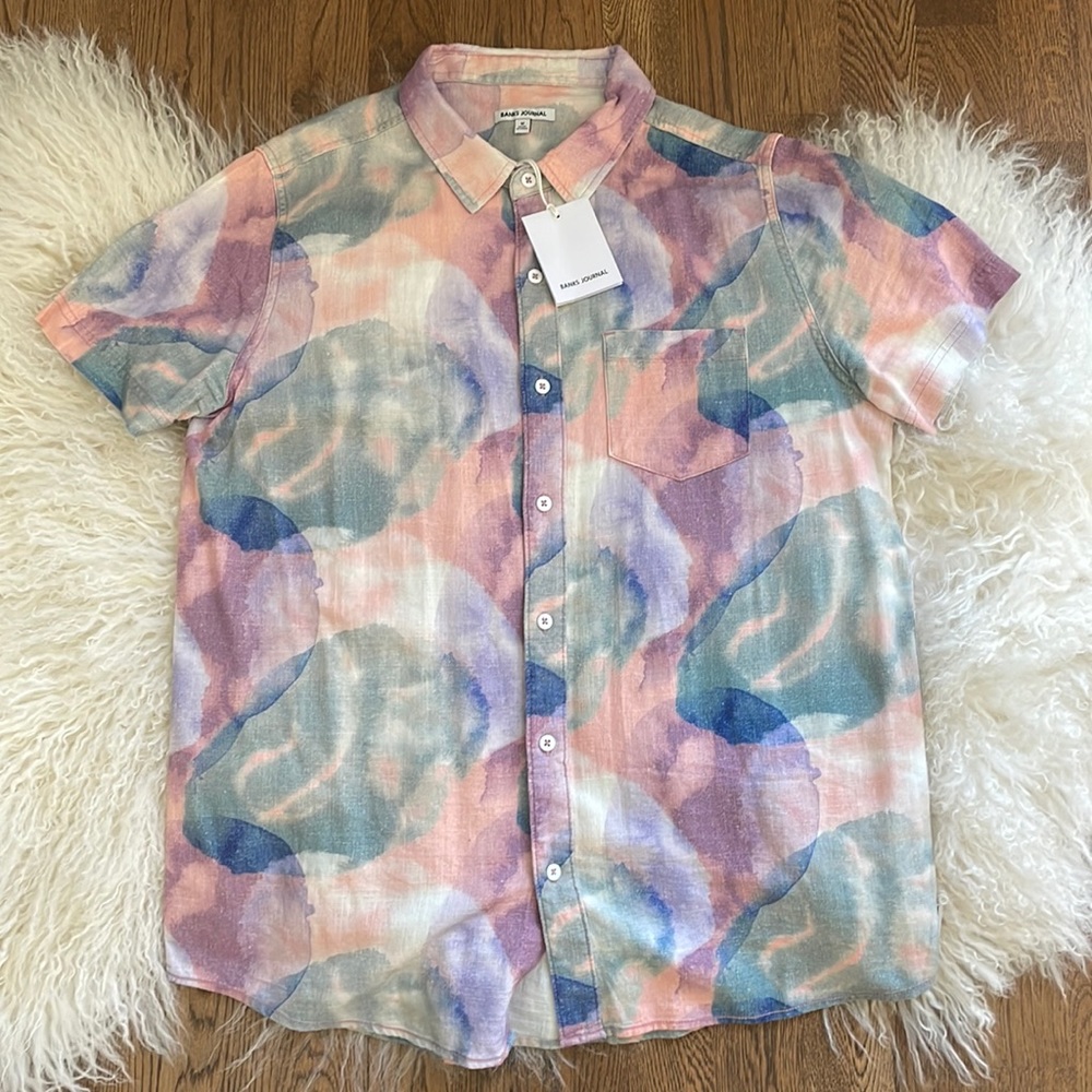 BANKS JOURNAL IENSE SS BUTTON DOWN SIZE MEDIUM
